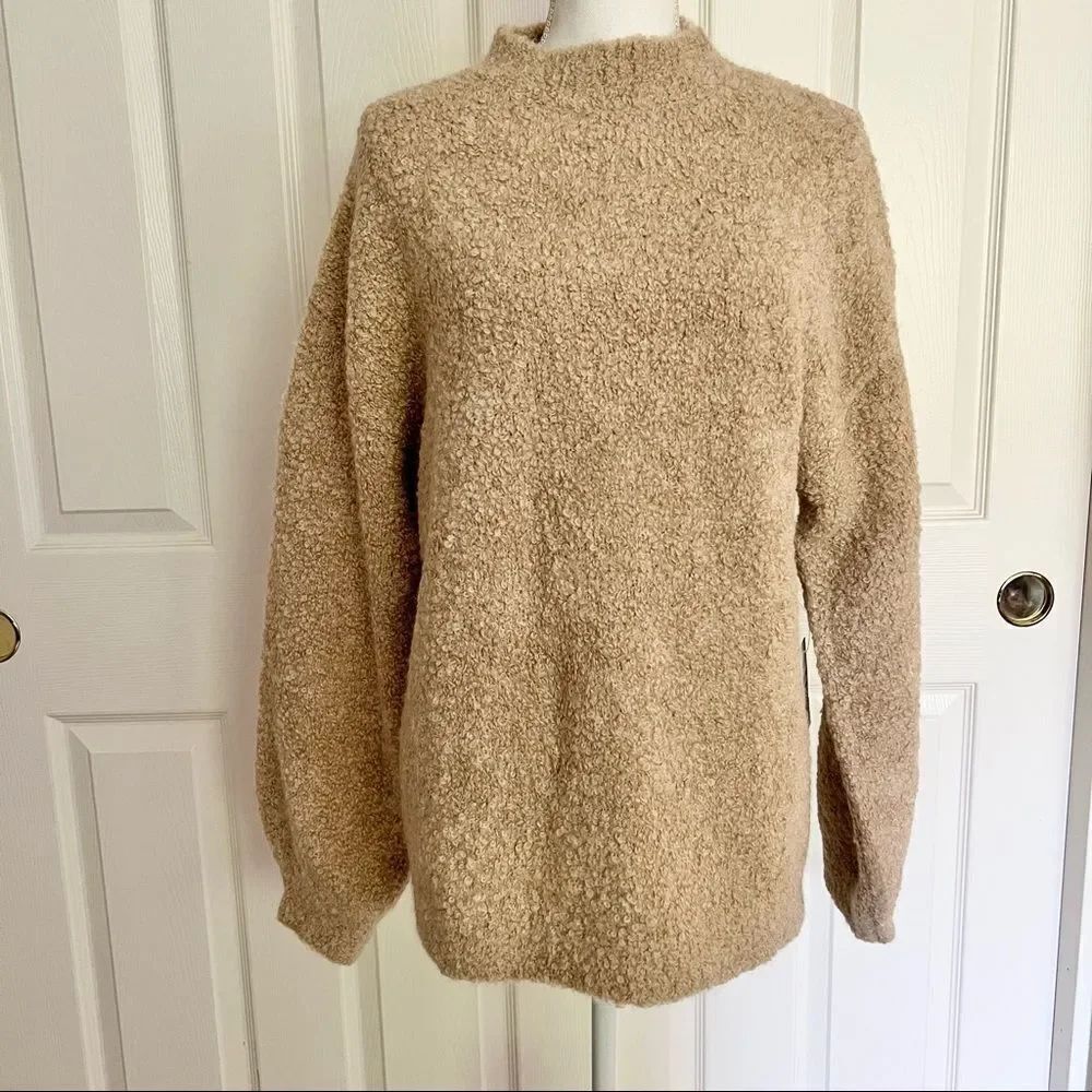 Reformation Alpaca Linen Blend Ambrose Bouclé Sweater in Ginger Large MSRP $228
